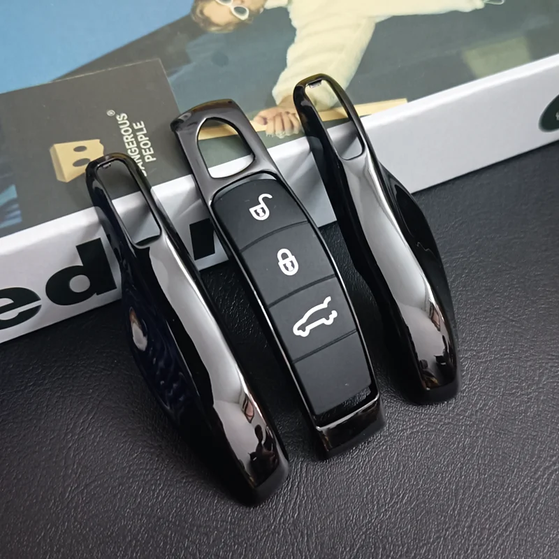 Black for Porsche Panamera Carrera Macan Boxster Cayman Cayenne Taycan 911 970 981 991 Remote Car Key Case Cover Fob Pad Optionl