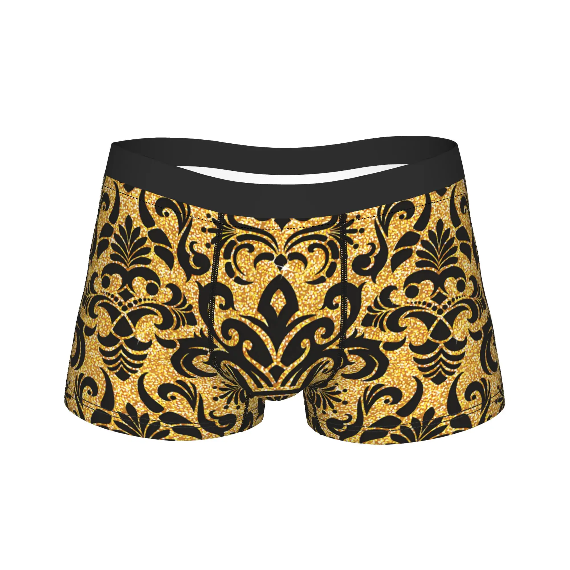 Custom Golden Lion And Damask Ornament Underwear  Comfortable Panties Shorts Briefs For Males Pouch Large Size Boxershorts