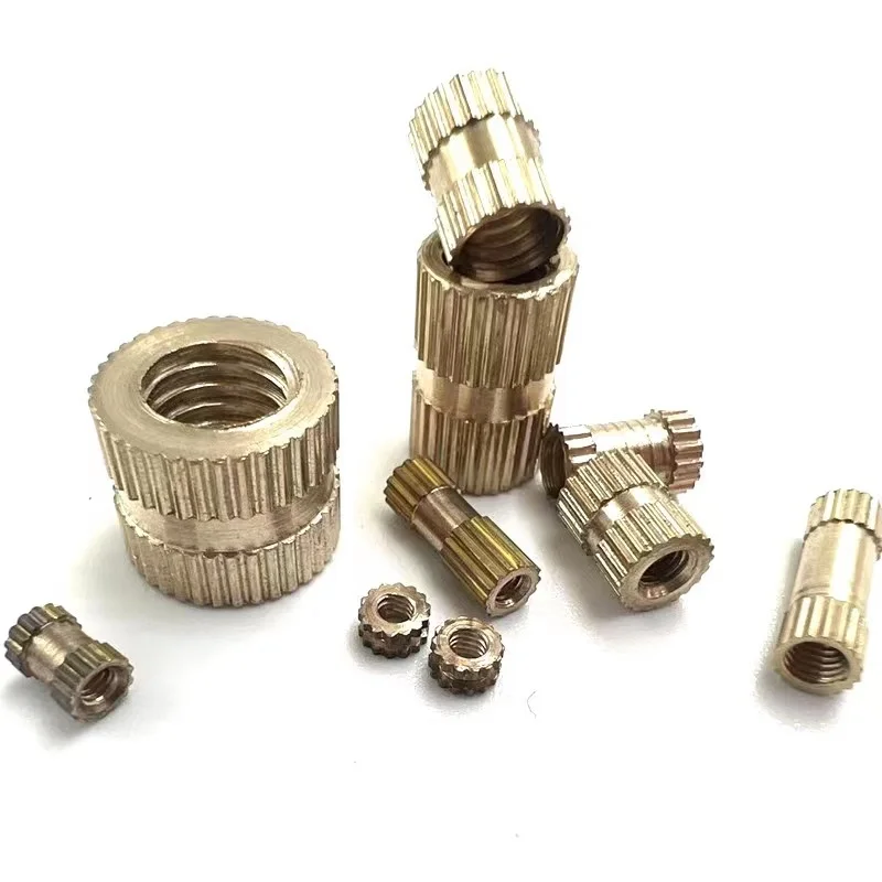 25X M2 M2.5 M3 Solid Brass Pure Copper Metric Thread Injection Molding Knurl Insert Nut Nutsert Round Shape Column OD 3.5 4 5mm