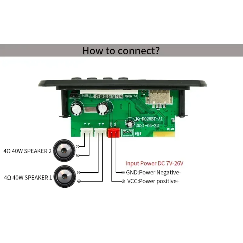 MP3 ถอดรหัส 80W Bluetooth 5.0 MP3 ผู้เล่น 5 V-26 V 12V รถวิทยุ FM โมดูลแฮนด์ฟรีบันทึก AUX TF/U-Disk