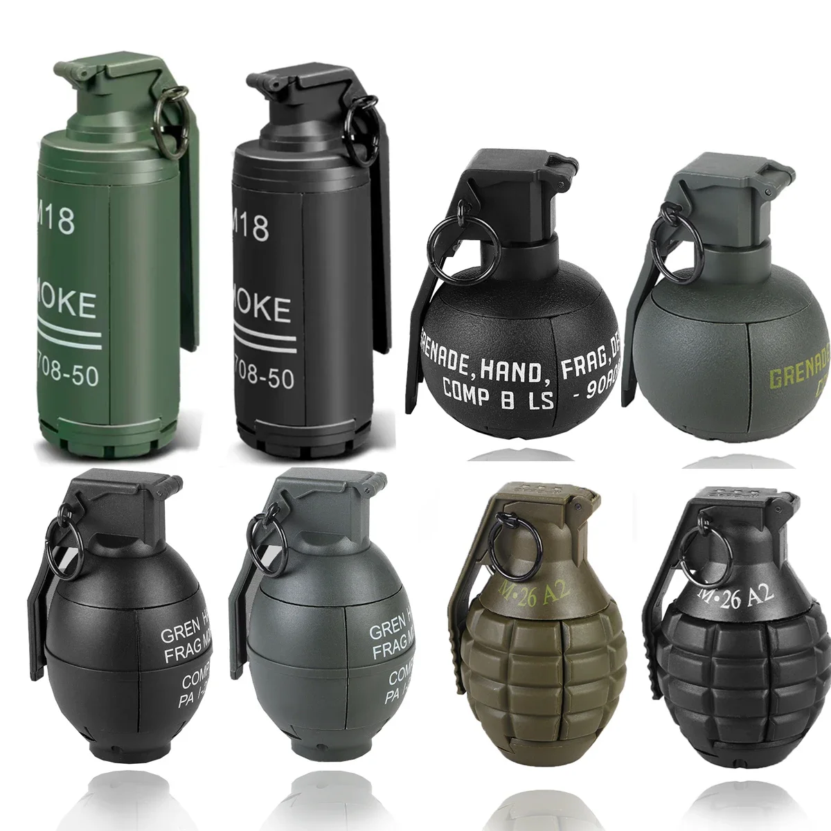 

2pcs Airsoft Grenade Model, Tactical Smoke Grenade Model, M67 Burst Grenade, Various Airsoft Grenade Models