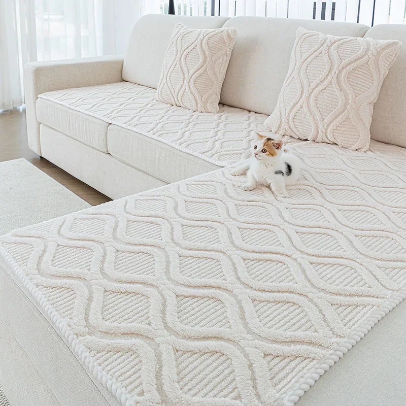 Nordic Solid Double Arc Sofa Cushion Simple Comfortable Warm Couch Covers for Office Skin-Friendly Soft Versatile Home Textile