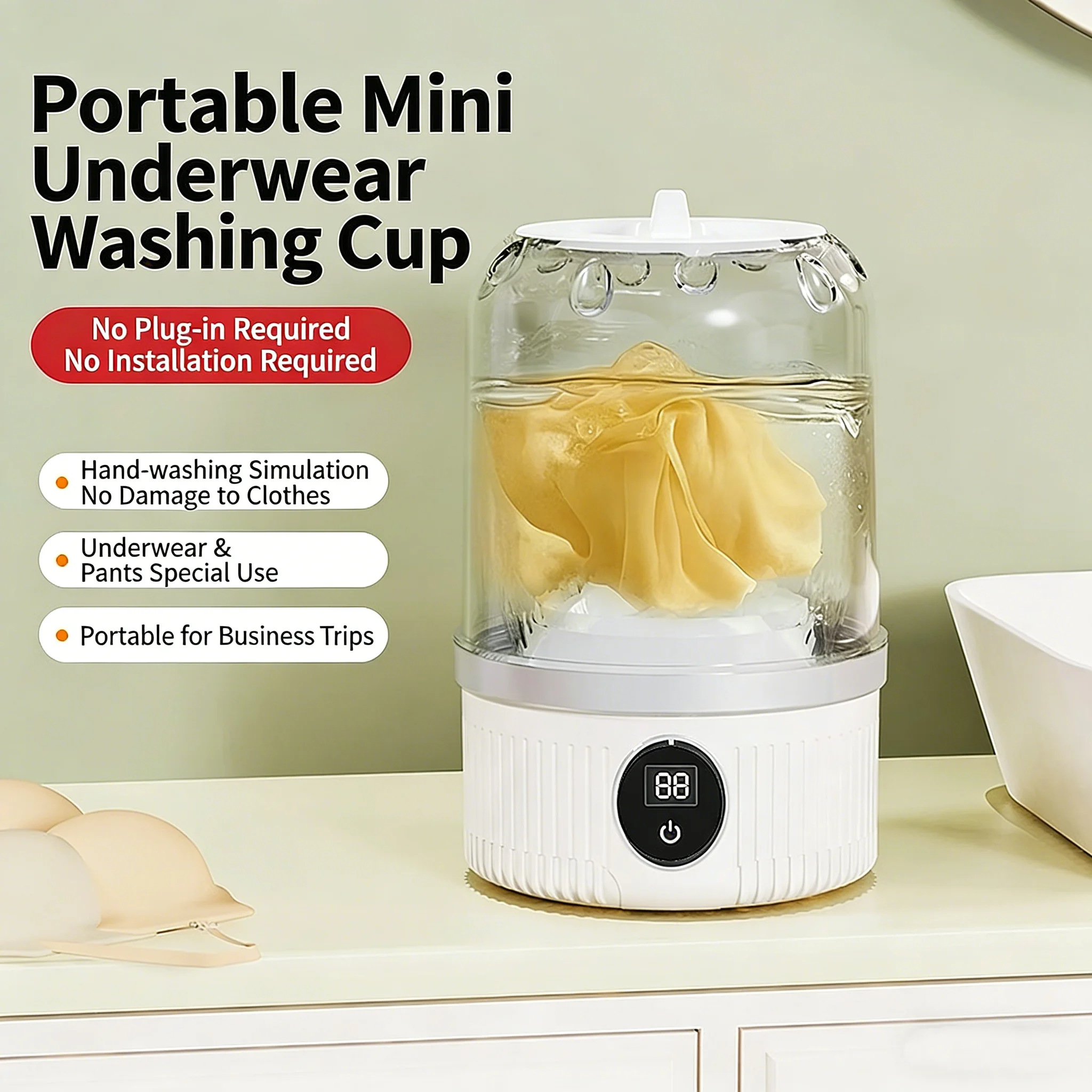 Mini Electric Washing Cup Wireless Charging Portable Small Washing Machine for Underwear Socks Pet Clothes Household Cleaning