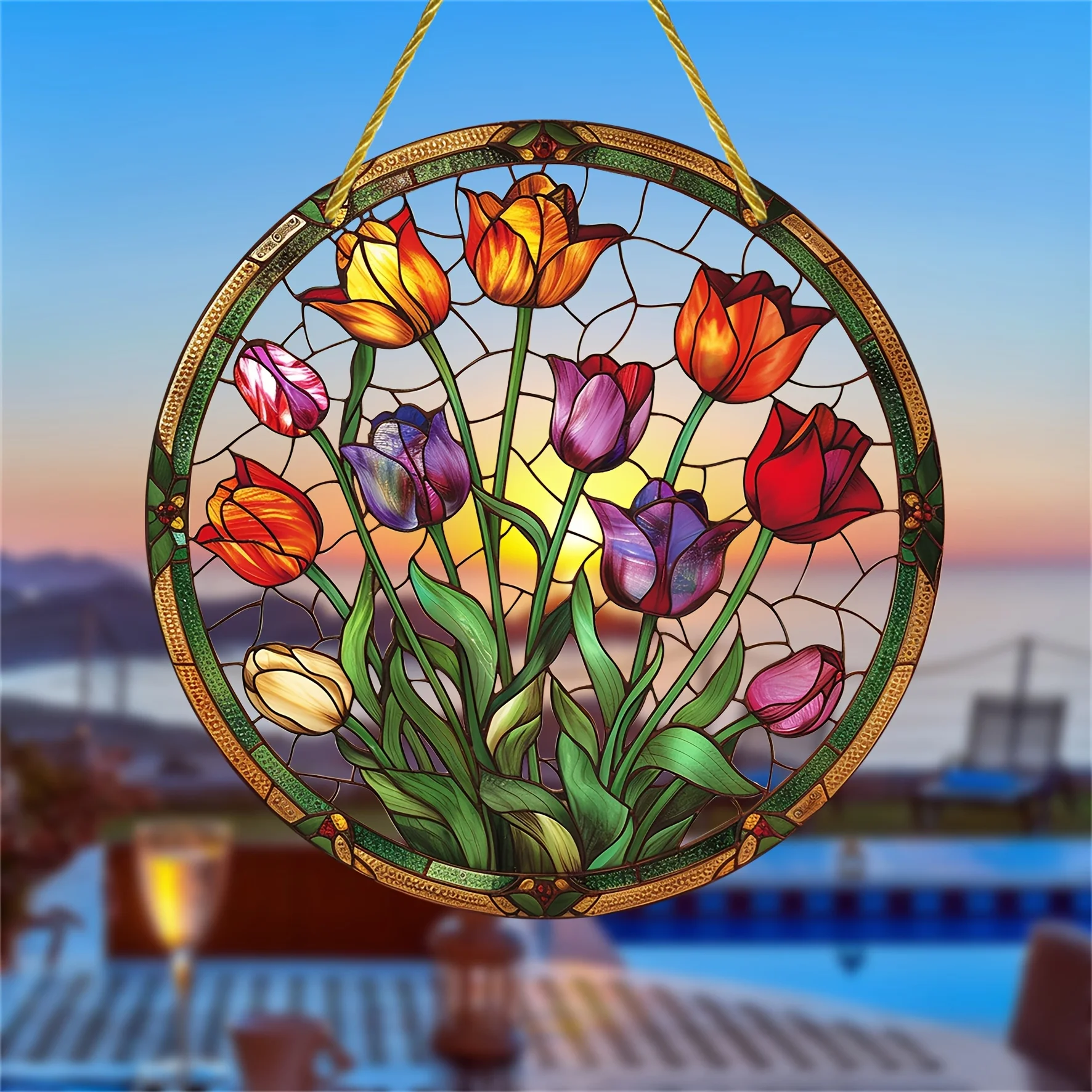 Tulip Suncatcher Stained Window Hanging,Acrylic Sign,Gifts For Women,Festival Decor,Birthday Gifts For Women,Wall,Room Decor