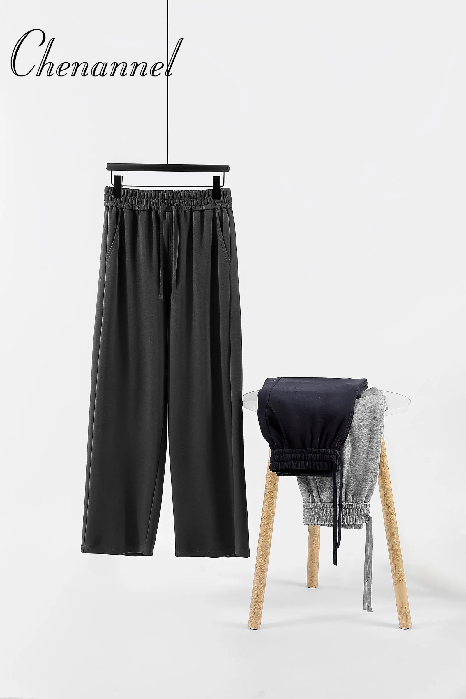 

Мужские свободные прямые брюки в диагональную полоску с эластичной резинкой на талии, универсальные брюки до щиколотки, весенне-осенние повседневные спортивные штаны для улицы