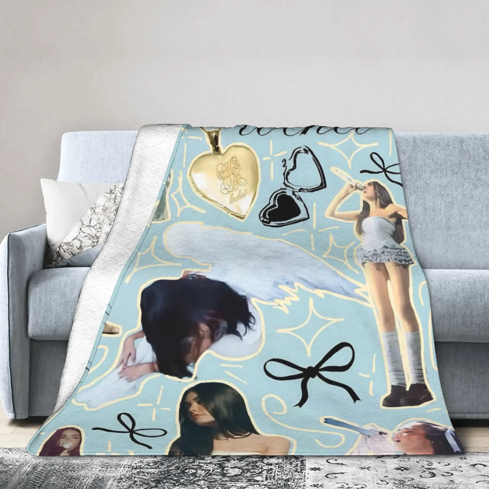 Mantas de Lana Madison Beer, Manta de Lana Sintética para Primavera y Otoño, Manta Súper Suave y Portátil para Cama, Dormitorio, Ropa de Cama