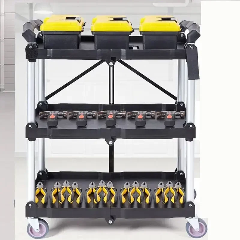 Foldable Shelf Floor Belt Wheel Installation-free Mobile Cart Portable Home Kitchen Storage Tool Cart