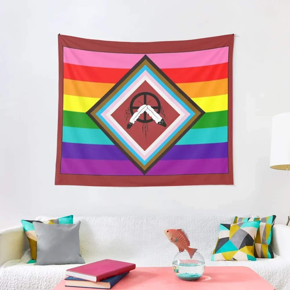 

Two Spirit LGBTQ2A+ Pride Flag Tapestry Bedroom Decor Aesthetic Christmas Decoration Custom Tapestry