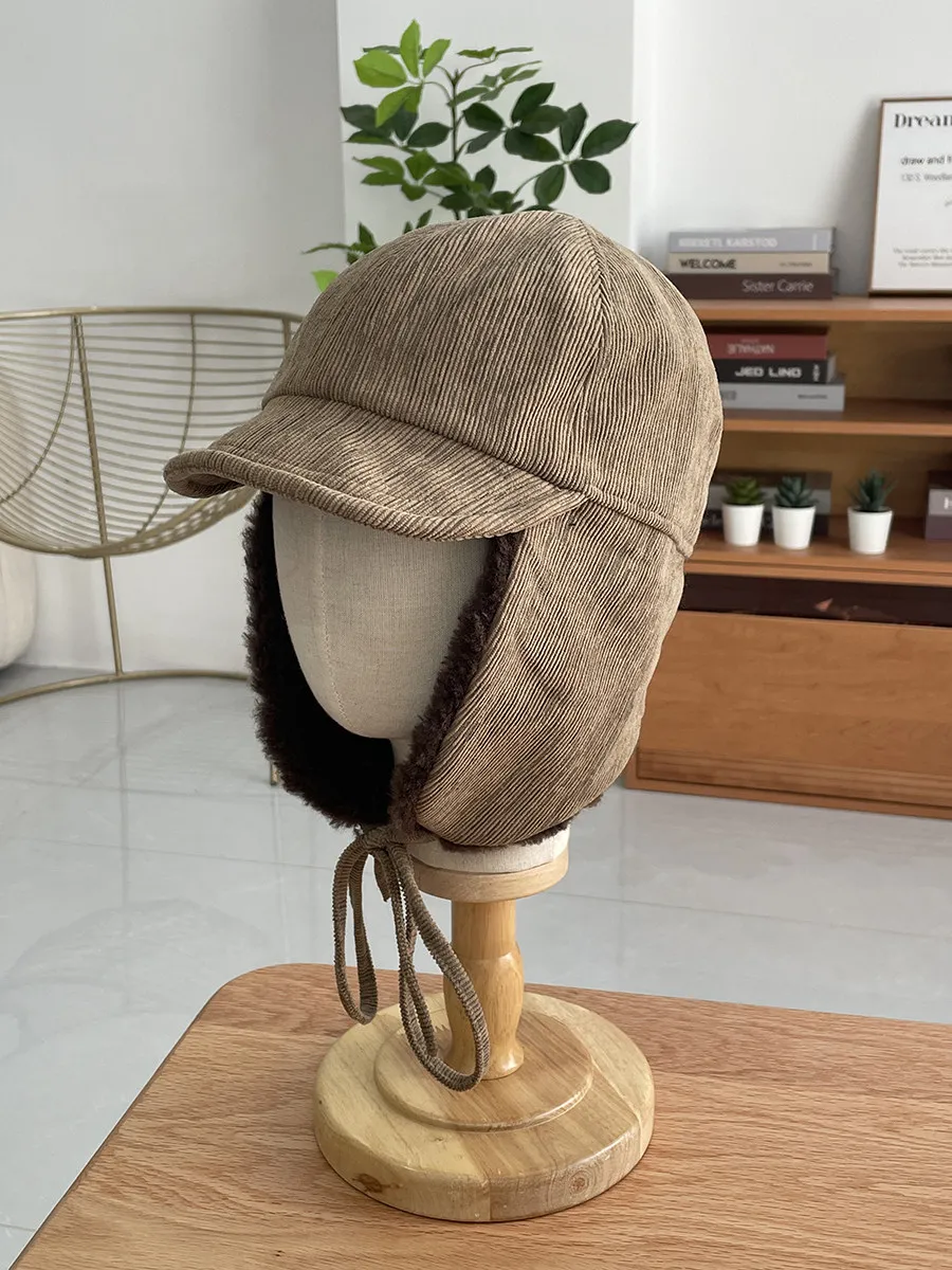Autumn/winter warm duckbill flight hat - fleece-lined, cold-weather earflap lei feng hat for men