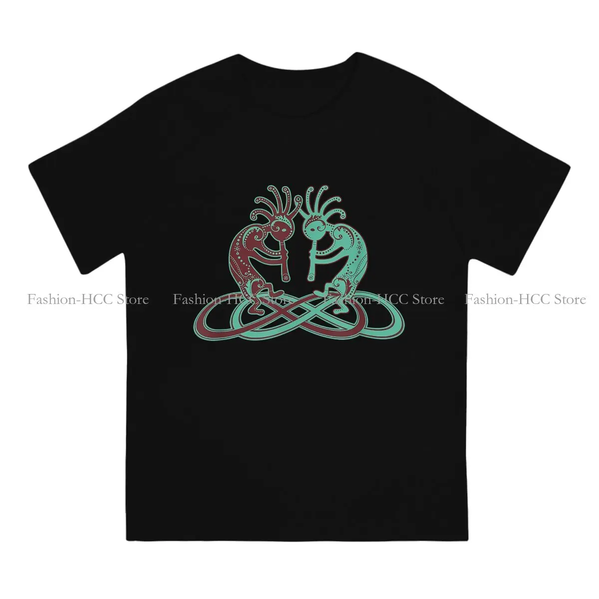 Forever Infinty Lemniscates Brown Teal Casual Polyester TShirt Kokopeli Creative Streetwear Casual T Shirt Male Short Sleeve