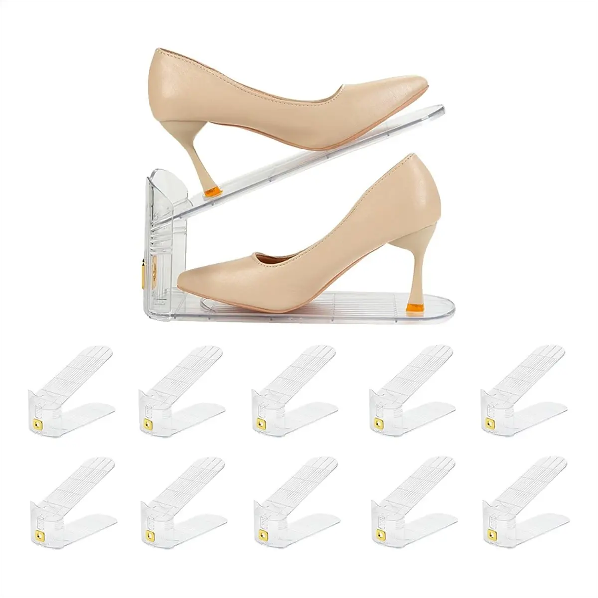A67T NEW Shoe Slots Organizer,Adjustable Stackers,10 Pack Shoe Space Savers,Shoe Riser Shoe Slot,Shoe Storage Holder for Closet