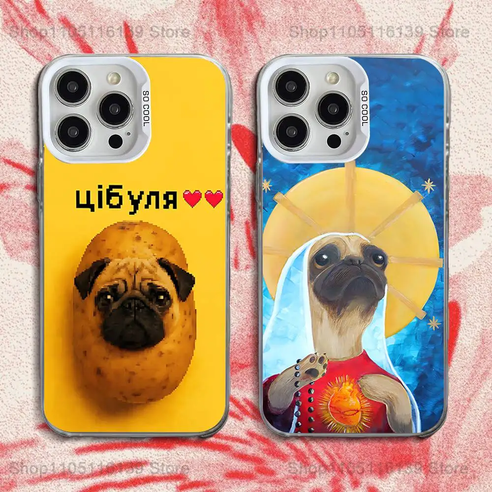 

Cute Funny pug puppy Phone Case For iPhone 17,16,13,12,11,15,14,Pro,Max,Plus,SE4,Air,Mini White IMD Matte