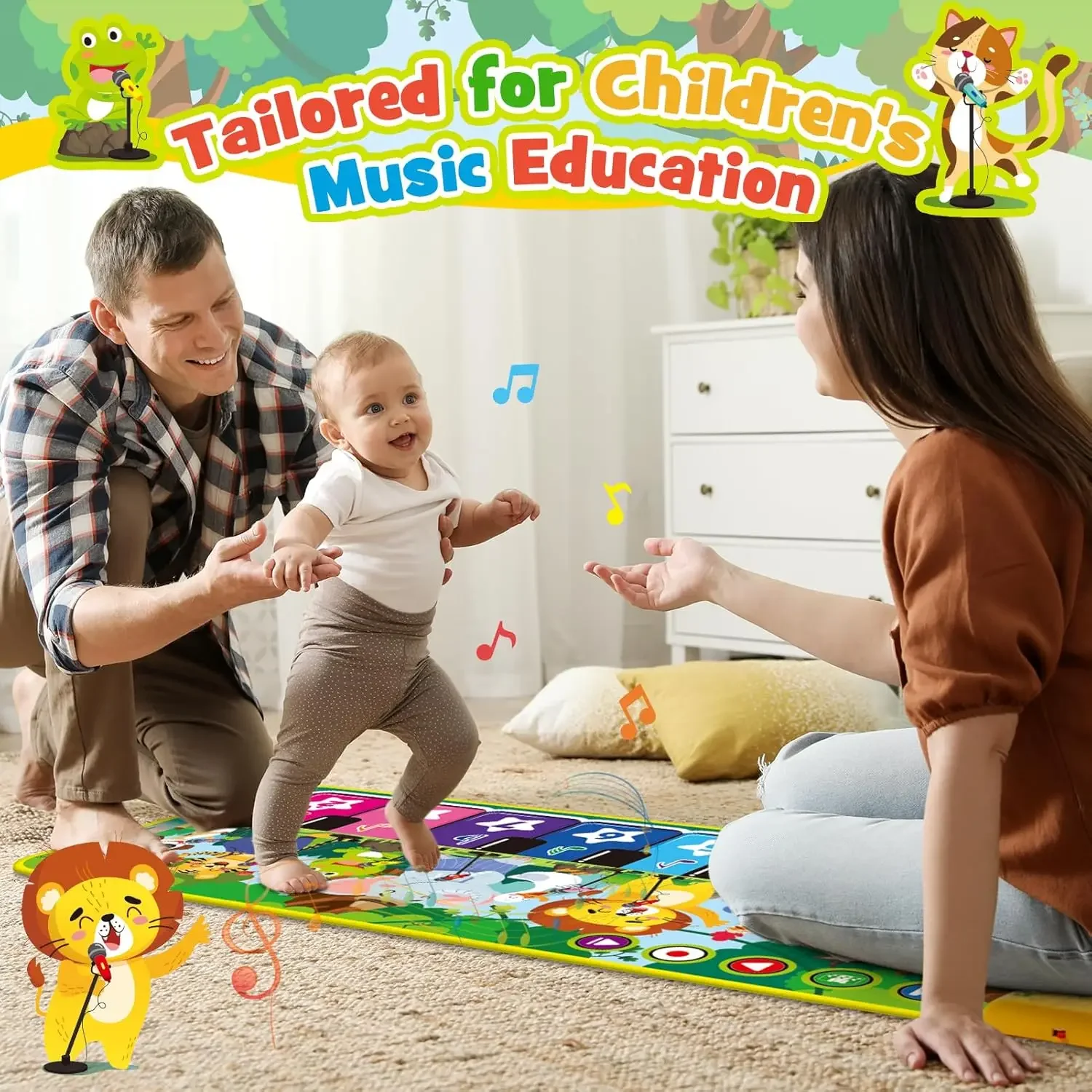 

Musical Piano Dance Mats for Kids,Musical Toys with 10 Animals Sounds, Early Educational Music Dance Toys Gifts for Boy Girls