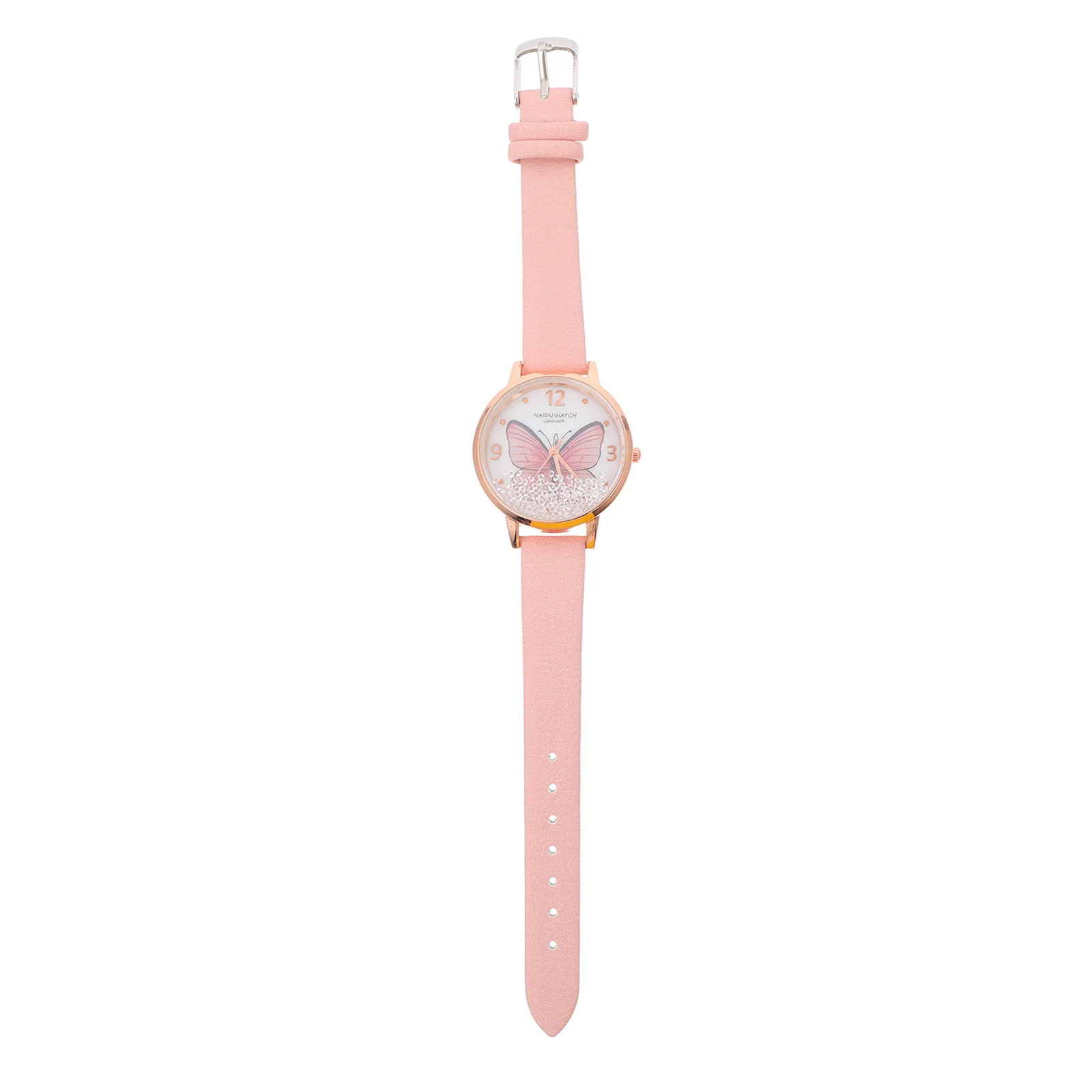 

1pc Double Dial Women Watch Alloy Stainless Steel Butterflies Design Fashion Strap Quartz Movement Lady Wristwatch For