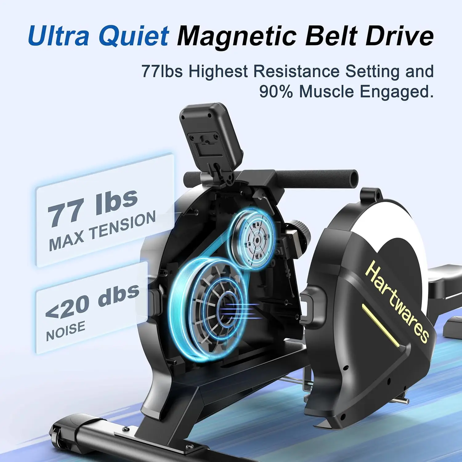 Magnetic Rowing Machine with 77lbs High Resistance Rowing Machine,16 Levels of Quiet Resistan