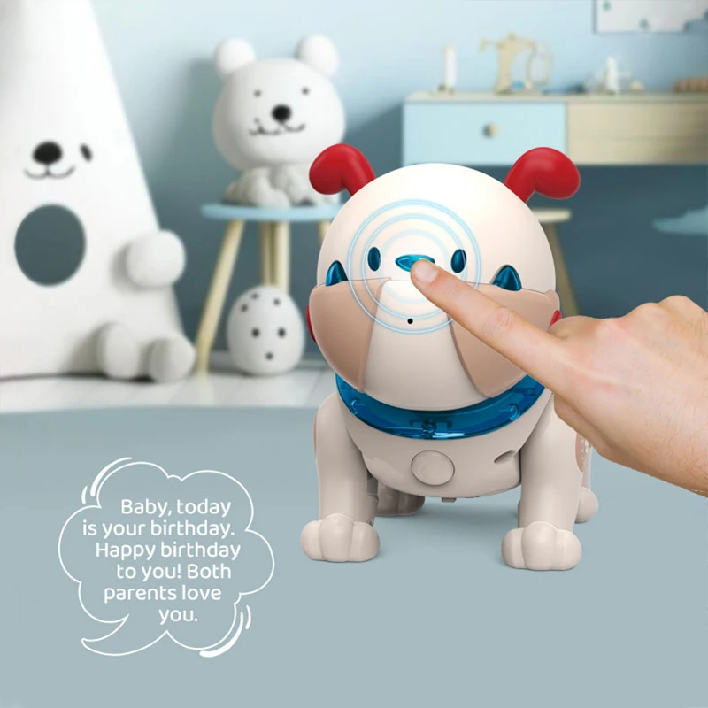 Buldog elektryczny dla dzieci inteligentny Robot pies nagrywanie dźwięku oświetlenie muzyczne wielofunkcyjny prezent dla zabawki do wczesnej edukacji dzieci