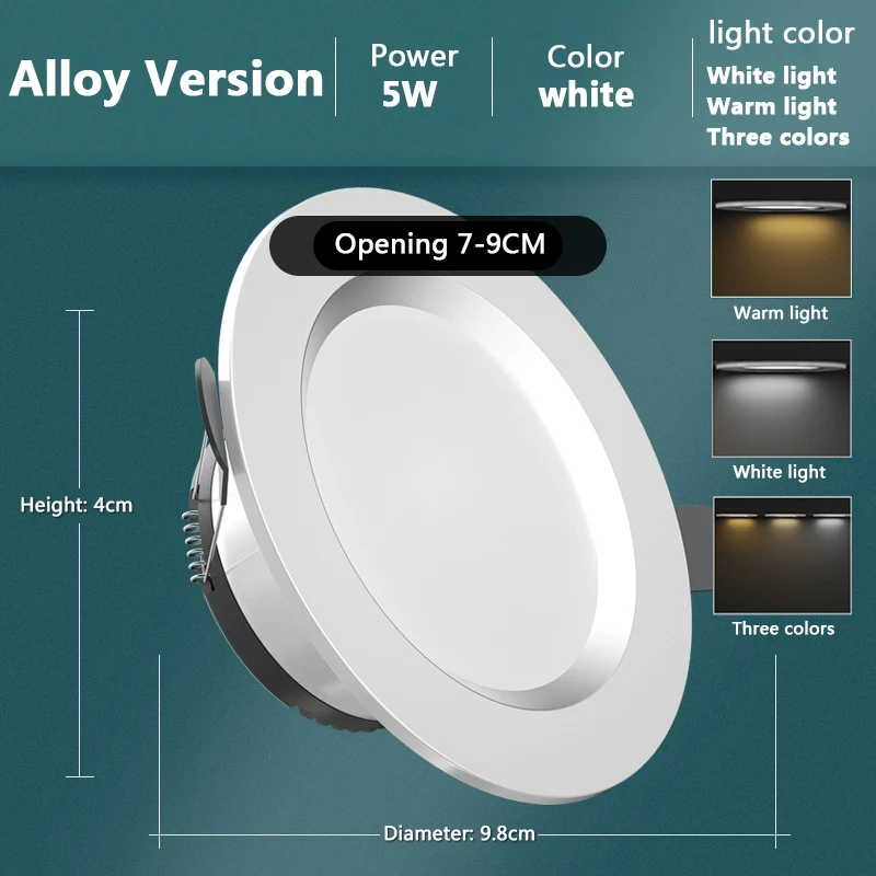 Household Use LED Downlight /Black/Gold/Silver/White Body 5W  Recessed Opening Led AC 220V 230V 240V For Indoor LED SpotlightDIY