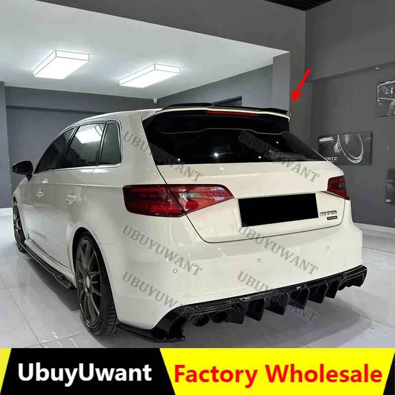 For Audi A3 S3 S Line 8V Hatchback 5Doors ABS Plastic Rear Wing Lip Spoiler 2014-2020