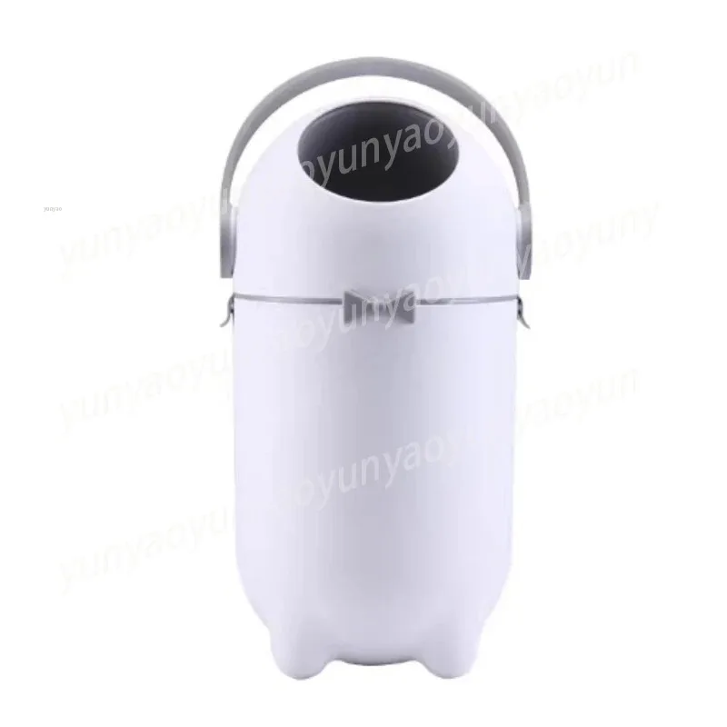 Diaper Disposal Bin, Large Capacity Odor Proof Nappy Trash Can with Quiet Closing, White Nursery