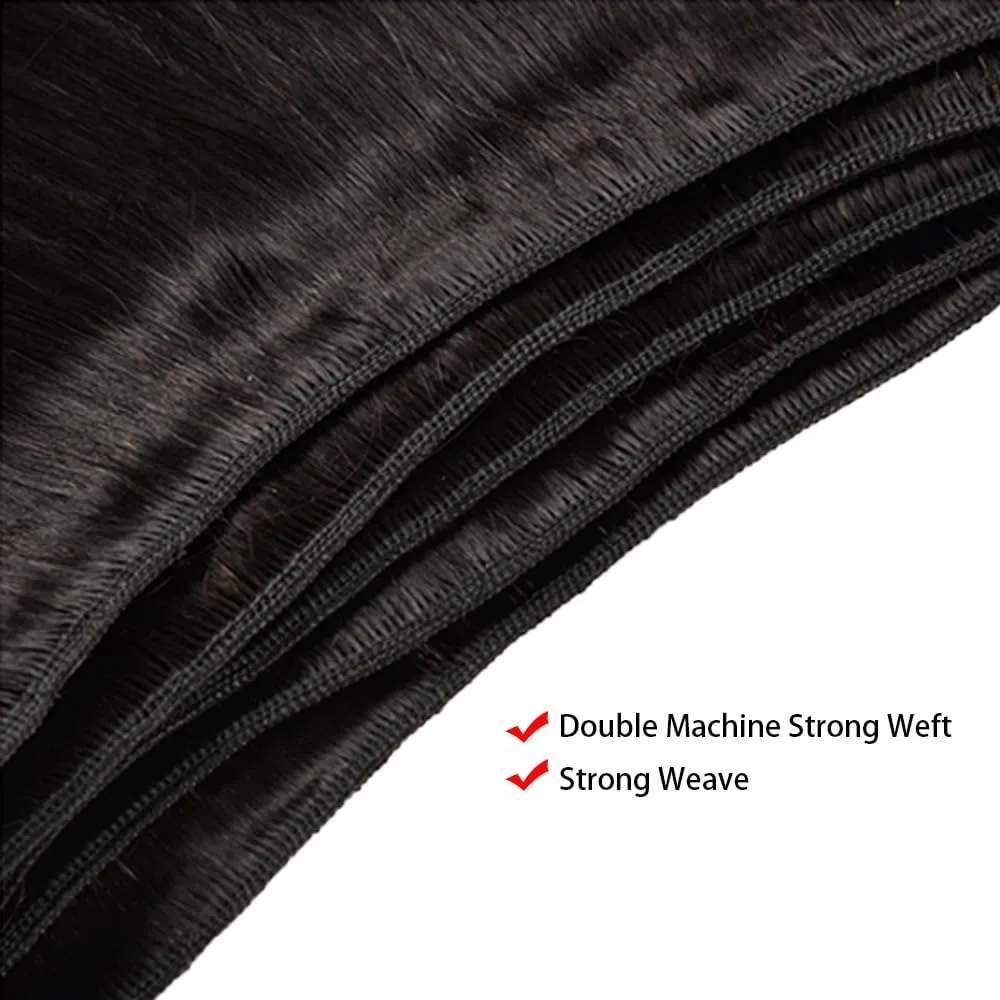 Human Hair Bundles Straight 12-32Inch Unprocessed Brazilian Hair Weave 3 Bundles Silky Black Hair Extensions Raw Quick Weave image 4