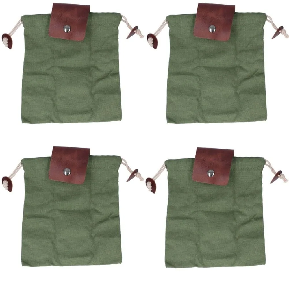 4 Pcs Portable Foraging Bag Drawstring Closure Collapsible Waist Hanging Tool Bag Waterproof Outdoor Storage Bag