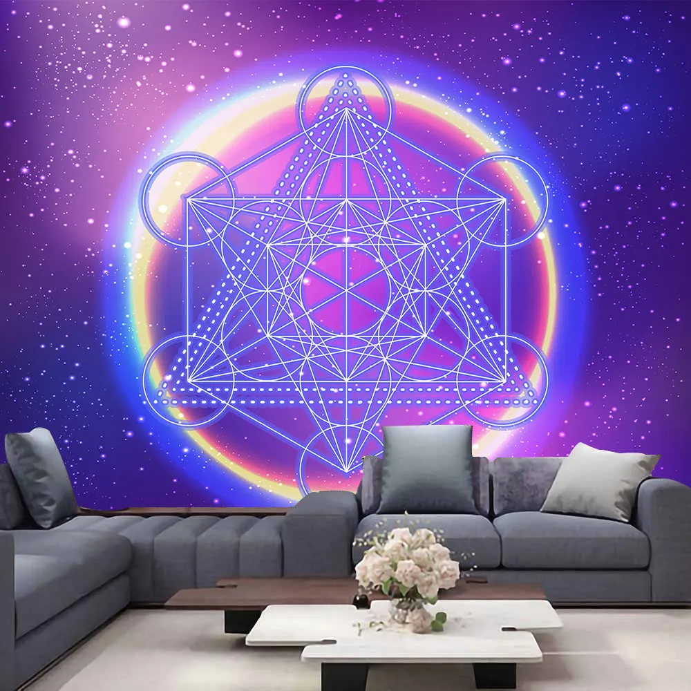 Cube Flower of Life Tapestry Home Decoration India Mandala  Boho Wall Hanging Tapestry Psychedelic Hippie Wall Fabric Decor