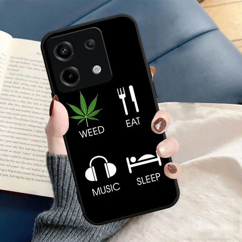 eat weed sleep music funda phone cover For Xiaomi Redmi Note13pro note12pro 11pro note10pro 9pro 8pro 9s 9T 8T K40 12C 10C Cases