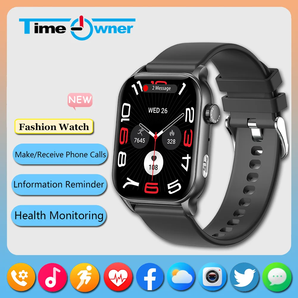 

Time Owner Smartwatch New 1.95'' AMOLED Display Fashion Smart Watch Bluetooth Phone Calls Health and Fitness Tracking