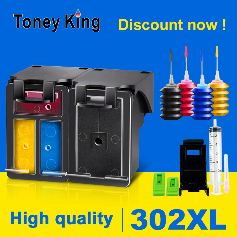 Toney King Navulbare Inktcartridge 302 Voor Pk 302 302xl Deskjet 1110 2130 Voor Hp302xl Officejet 3630 3639 Jaloezie 4520 Printer