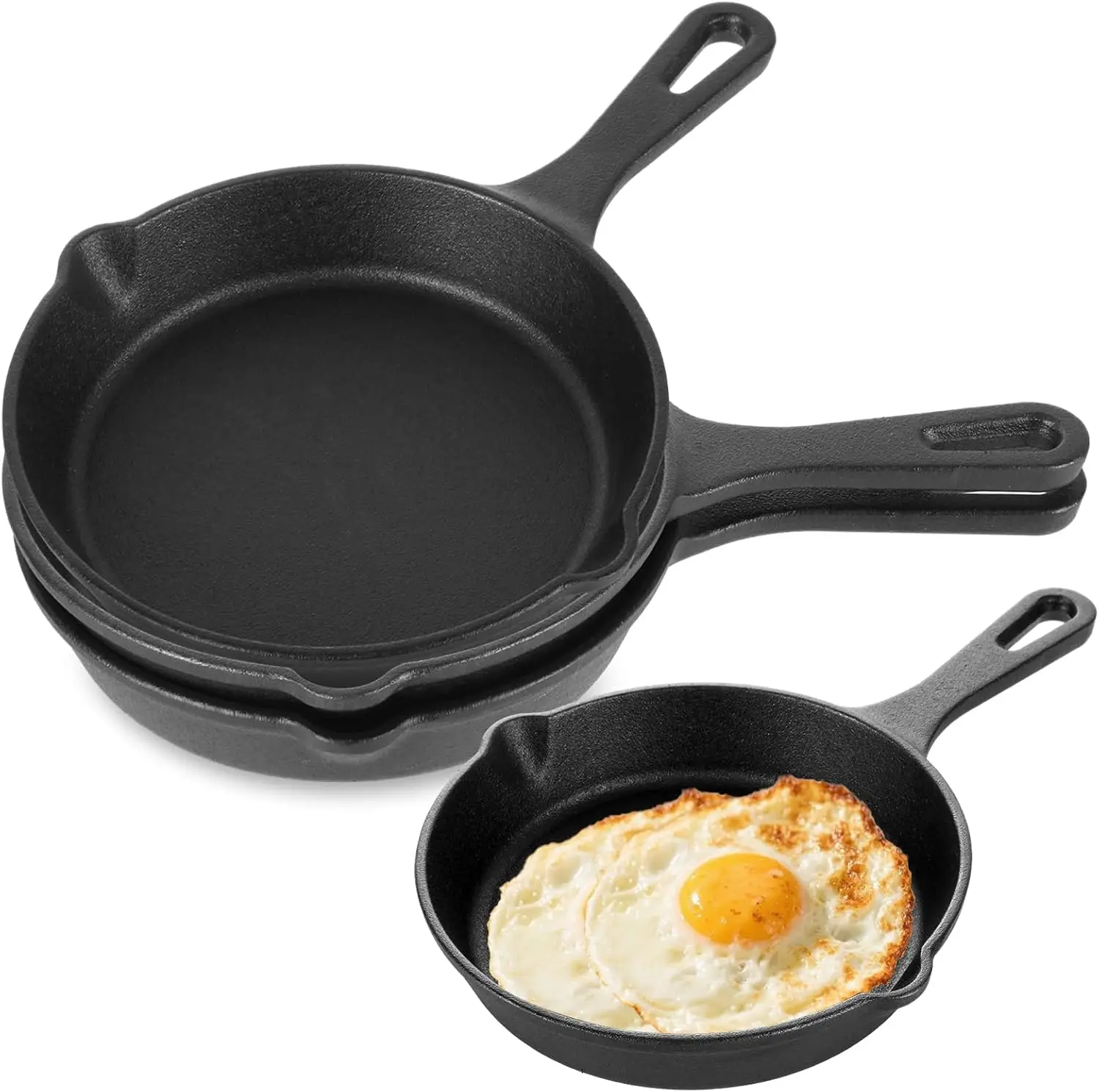 1pc Cast Iron Skillet,Cast Iron Frying Pan,Pre-Seasoned Cast Iron Skillet Set,Black Non-Stick Mini Cast Iron Cookware for Stove