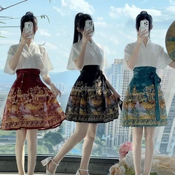 2024 chinese ming style daily jacquard hanfu clothes versatile crossed collar hanfu top short and long dazzling horse face skirt