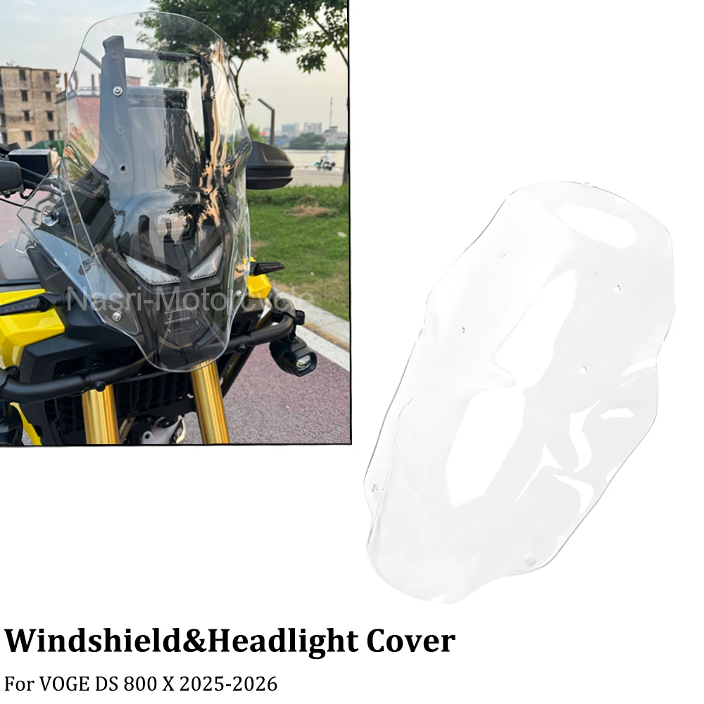 Motorcycle PC Windshield Windscreen Wind Deflector Fairing With Headlight Protection Guard Cover For VOGE DS800X 2025 2026