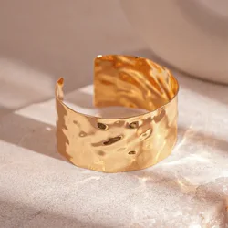 Punk Gold Color Bracelet for Women Men Irregular Wide Open Cuff Bangles Party Hand Jewelry Pulseras Bijoux