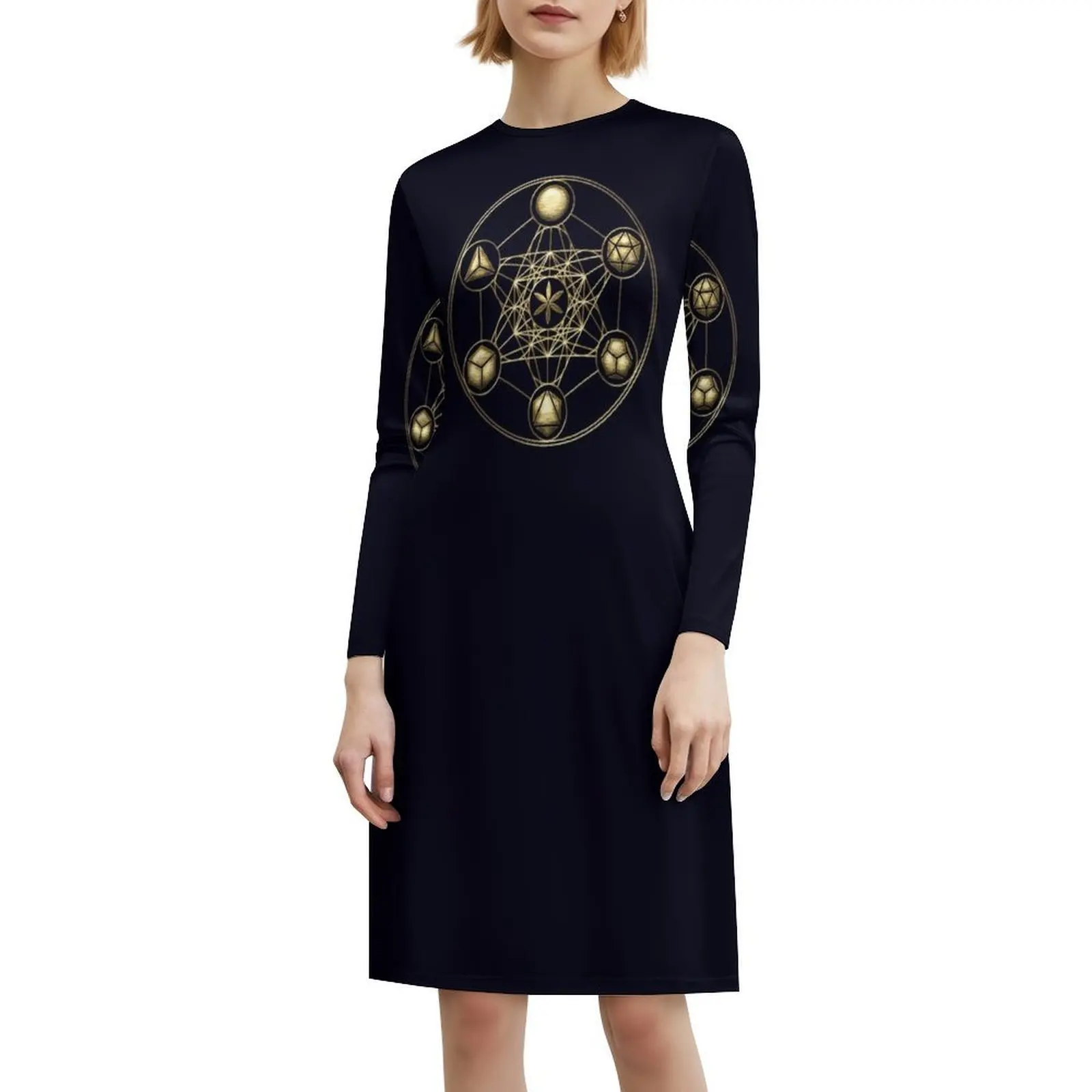 الصلبات البلاتونية Metatrons مكعب زهرة الحياة بوهو شيك فستان أنيق موضة الشاطئ حفل زفاف ثوب رمز عالمي #6