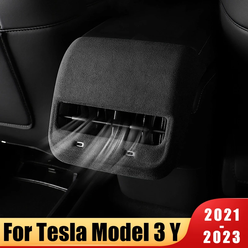 

For Tesla Model 3 Model Y 2021 2022 2023 Car Interior Rear Air Outlet Cover Back Exhaust Vent Cover Leather Model Y Accessories