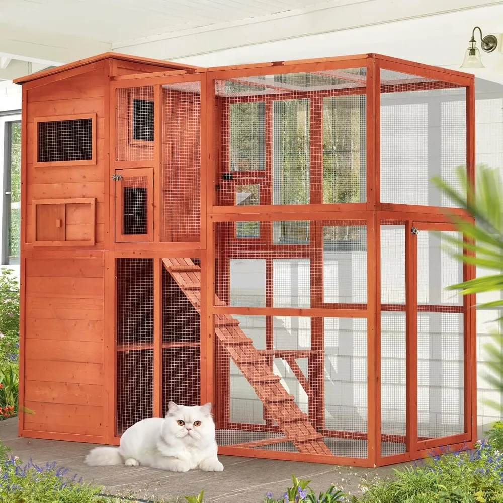 

Catio Outdoor Cat Enclosure with Weatherproof Roof, Large Outdoor Cat House, Spacious Cat Cage for Cats on Your Outdoor Patio