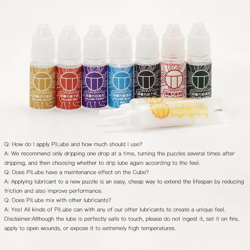 [Picube] Pilube Magic Speed Cube Lube for MoYu QiYi Gan Dayan Speed Cube Lube 3ml 5ml 10ml Grease Oil Silicone Lubricants