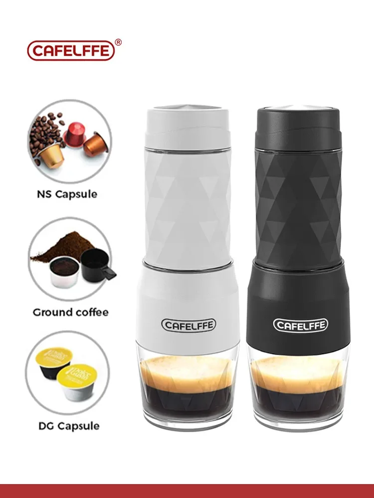 

Cafelffe 3 In1 Hot/Cold Portable Coffee Machine Manual Espresso Maker For Capsule & Ground Hand Press Brewer Home Office Travel