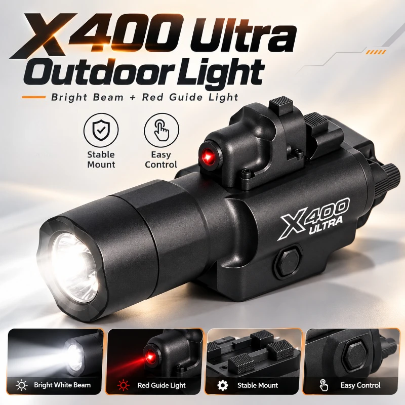 Rail Mount LED Flashlight 20mm Standard Slide Hand Torch Outdoor Camping Night Walking Illumination Lamp Black Sand Dual Color
