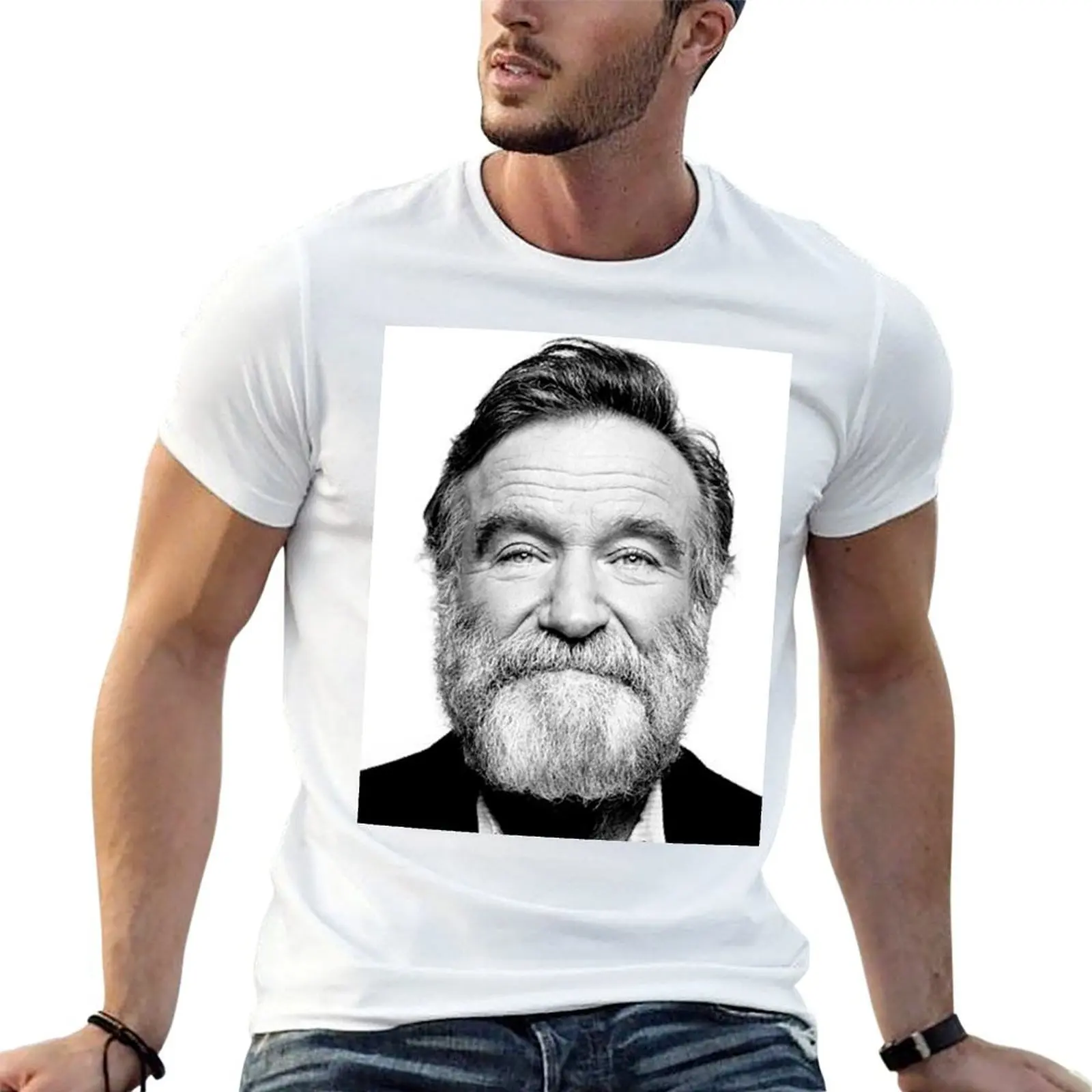 robin williams beard T-Shirt man t shirt cotton high quality anime t shirts for man cotton t shirts high quality T-shirt