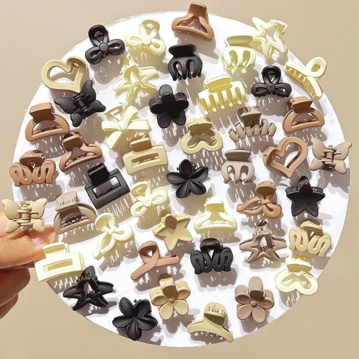 Small Flower Hair Claw Clips for Women Girls Matte Rectange Jaw Clips Semicircle Barrettes for Thin Hair