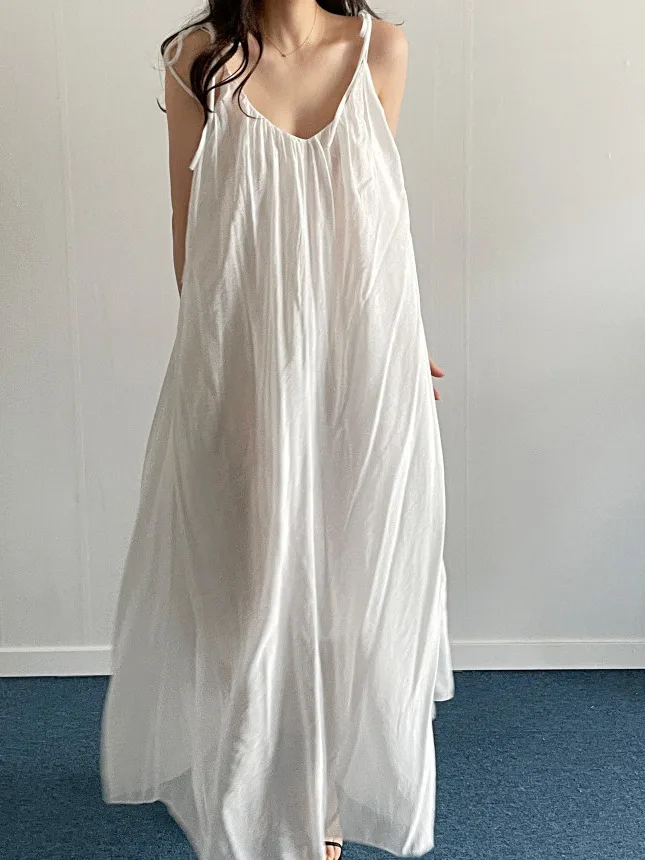 

Chic Summer Vaion Sle Off-oulder Strapl Dr with Bow Design Loose Casual Svel Gown for Ladies