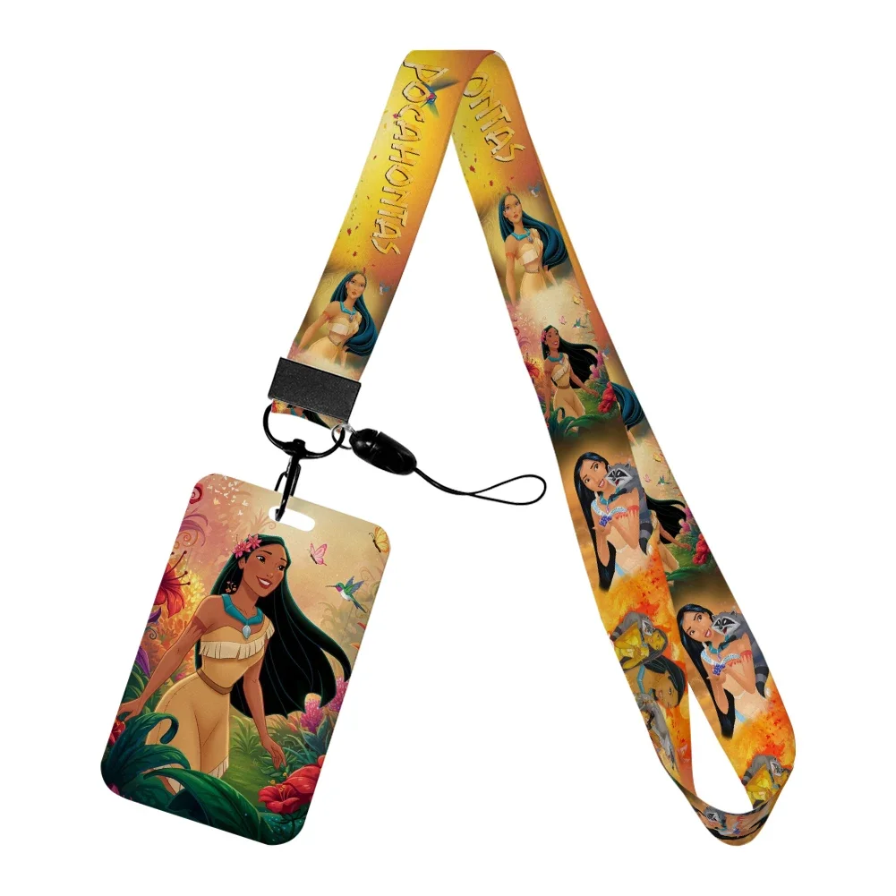 

ID Credit Card Cover Disney Pocahontas Princess Lanyard For Keys Chain Bus Card Holder Accessories Charm Badge Holder Straps