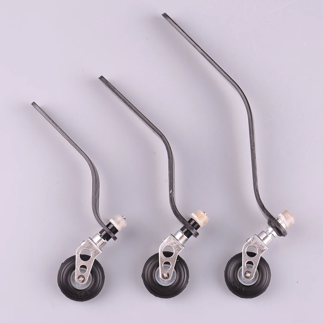 Support de train d'atterrissage arrière en Fiber de carbone + Kit de direction de roue en PU pour moteur à essence 26CC/50CC/100CC, modèle d'avion à voilure fixe, 1 ensemble