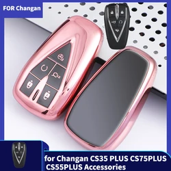 Car Key Case Cover Fob Shell Keychain for Changan CS35 PLUS CS75PLUS CS55 PLUS Accessories