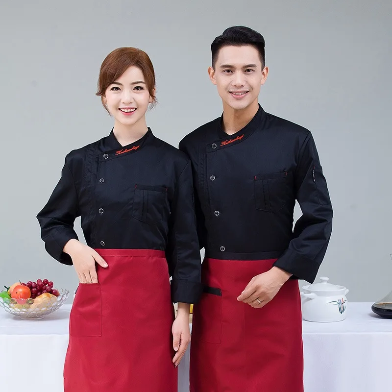 

C089 Restaurant Chef Tops Chef Uniform Unisex Long Sleeve Cook Wear Jacket Kitchen Cuisine Bakery Cafe Hotel Overalls