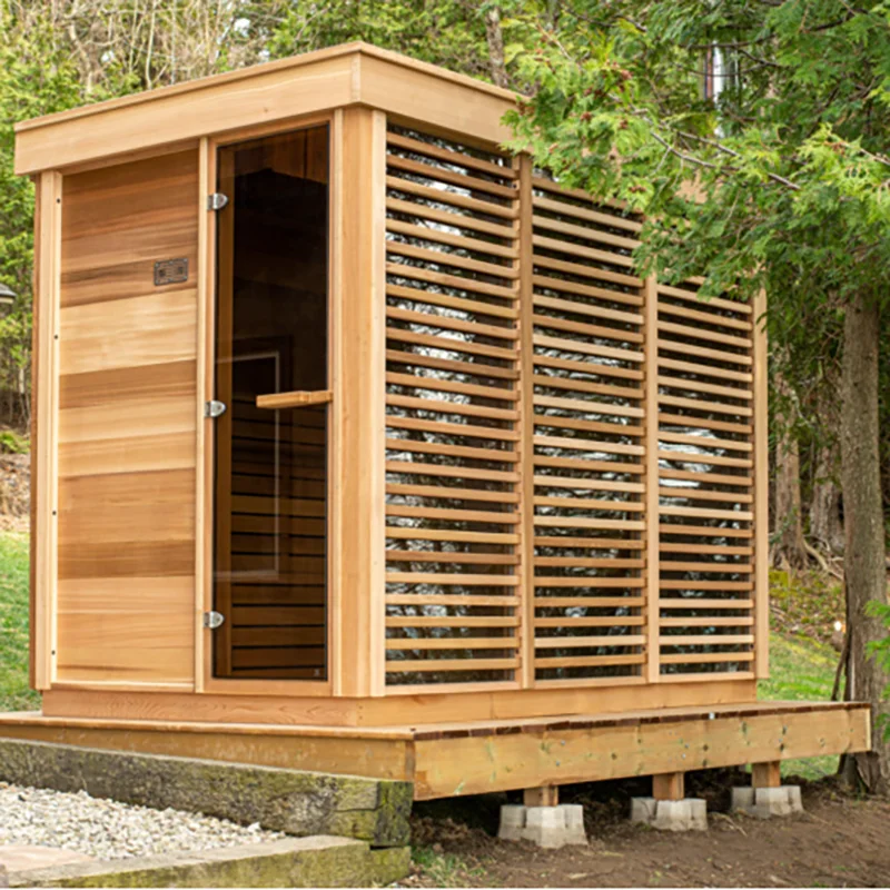 Outdoor SaunaNewly Designed Luxury Solid Wood Sauna Room Outdoor 2-3 Person Cube Traditional Sauna For Villa