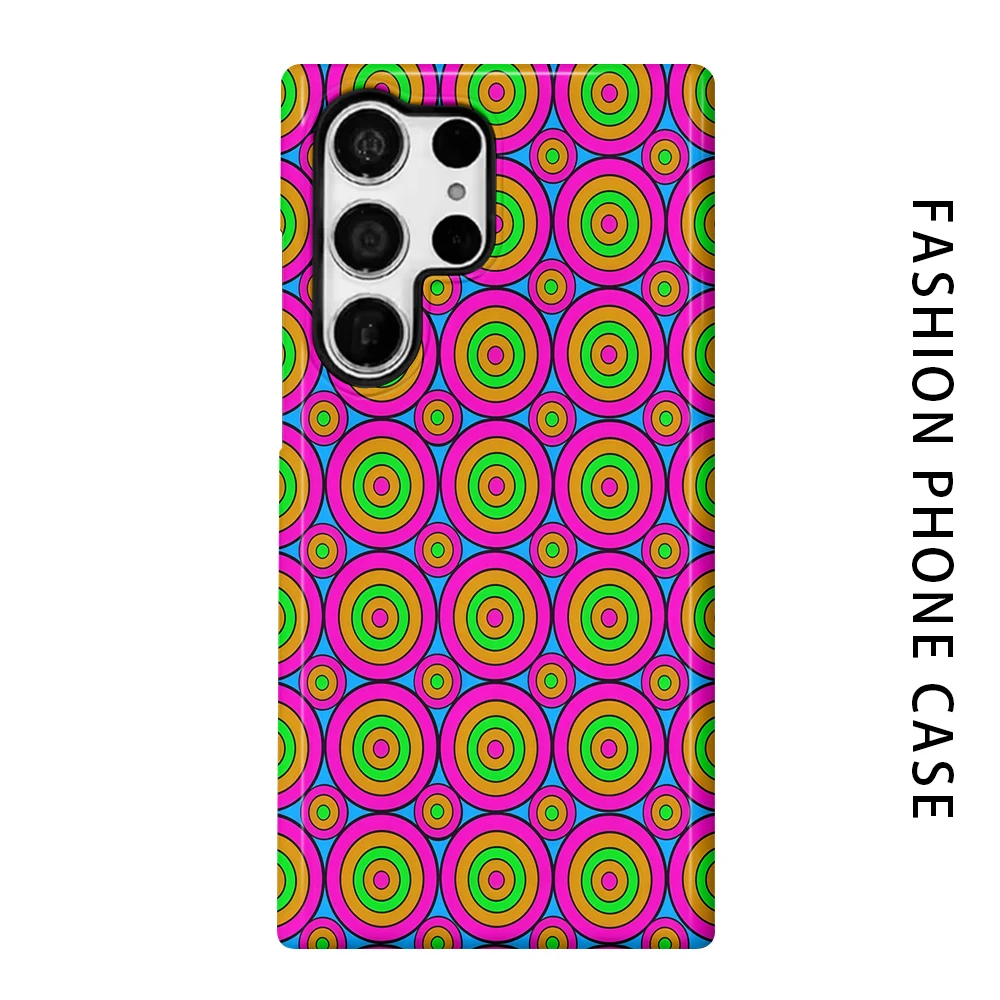 Psychedelic Circle Phone Case for For Samsung Galaxy S26 S25 S24 S23 S20 FE A56 A36 Ultra Glossy HD Hard Cover Film Shell