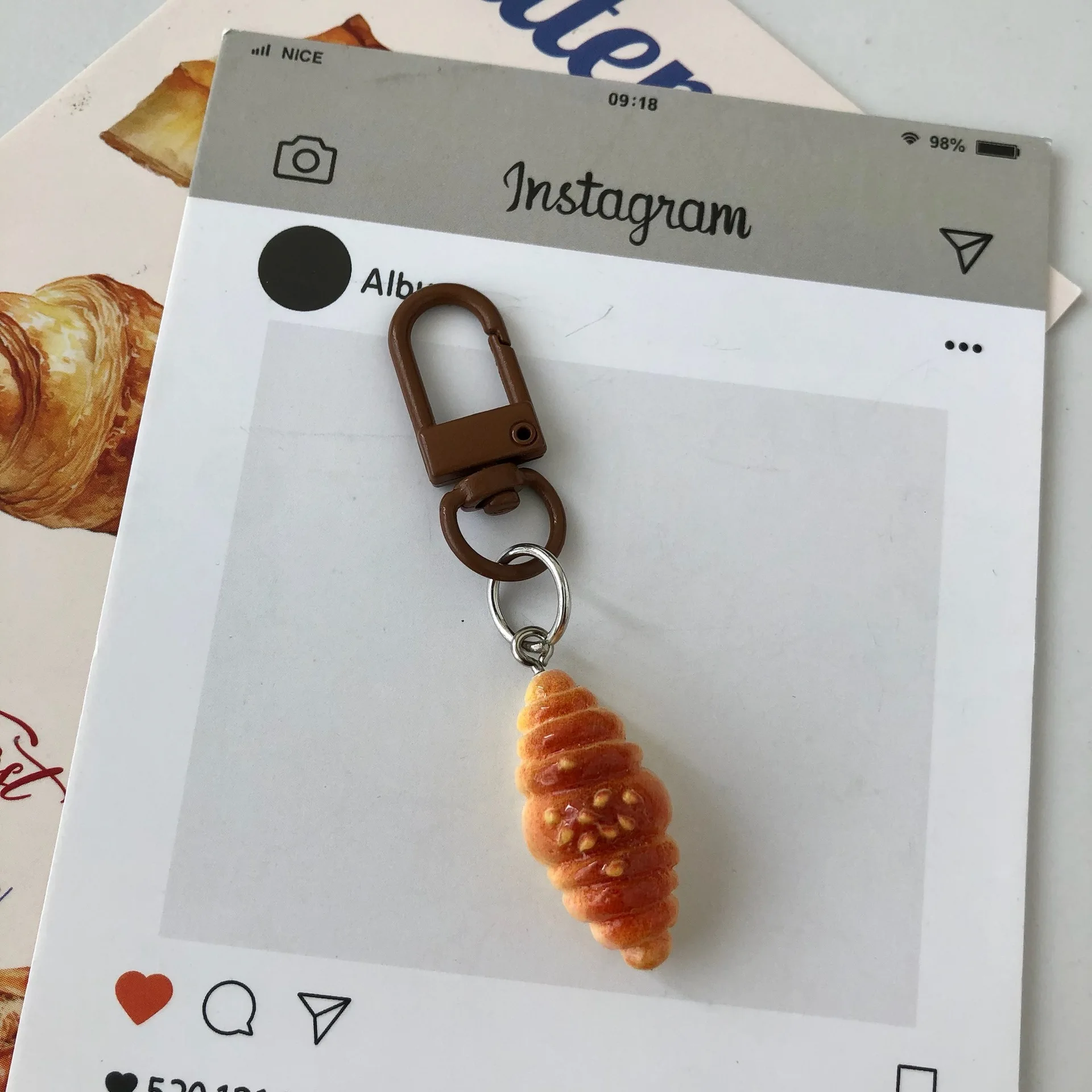 Food Keychain  Creative Bag Charm Bakery Simulation Keychain Eco-Friendly Mini Croissant Keyring For Birthday Gift Car