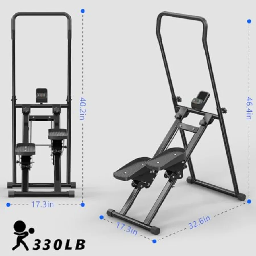 Home gym stair stepper machine: folding vertical climber with LCD monitor and handlebars low-impact full-body workout equipment - view 2